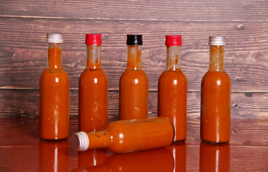 Hot sauce on a table